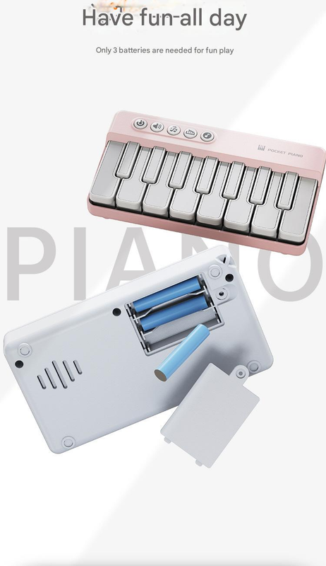 Mini Pocket Piano Electronic Keyboard - 19 Keys, Multiple Modes, LED Lights, Portable Musical Toy(pink) 4