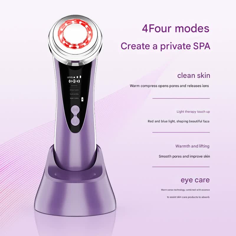 4-in-1 Facial Beauty Device - LED Light Therapy, Warm Lifting, Ion Cleansing & Eye Care(gold) 4
