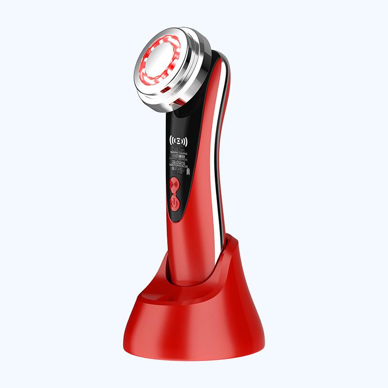 4-in-1 Facial Beauty Device - LED Light Therapy, Warm Lifting, Ion Cleansing & Eye Care(red)