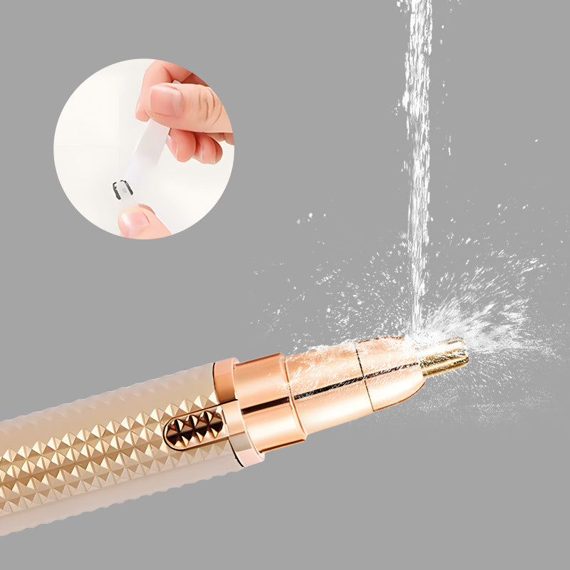 3-in-1 Rechargeable Electric Trimmer for Women - Nose, Eyebrow & Facial Hair Remover with Washable Heads & LED Light(brown) 3