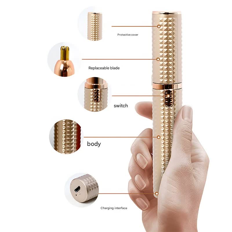 3-in-1 Rechargeable Electric Trimmer for Women - Nose, Eyebrow & Facial Hair Remover with Washable Heads & LED Light(black) 4