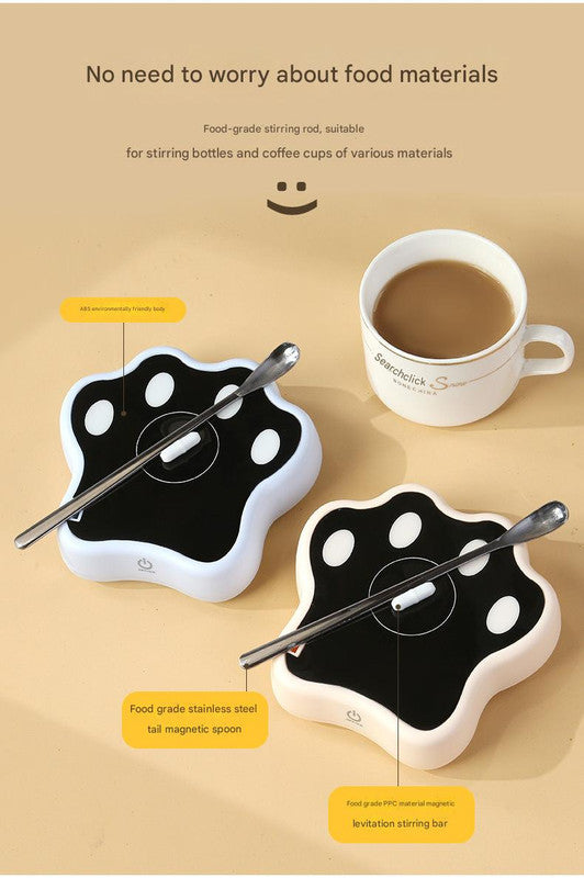 Blue Cute Paw Print Self-Stirring Coaster - Electric Coffee & Milk Mixer 6