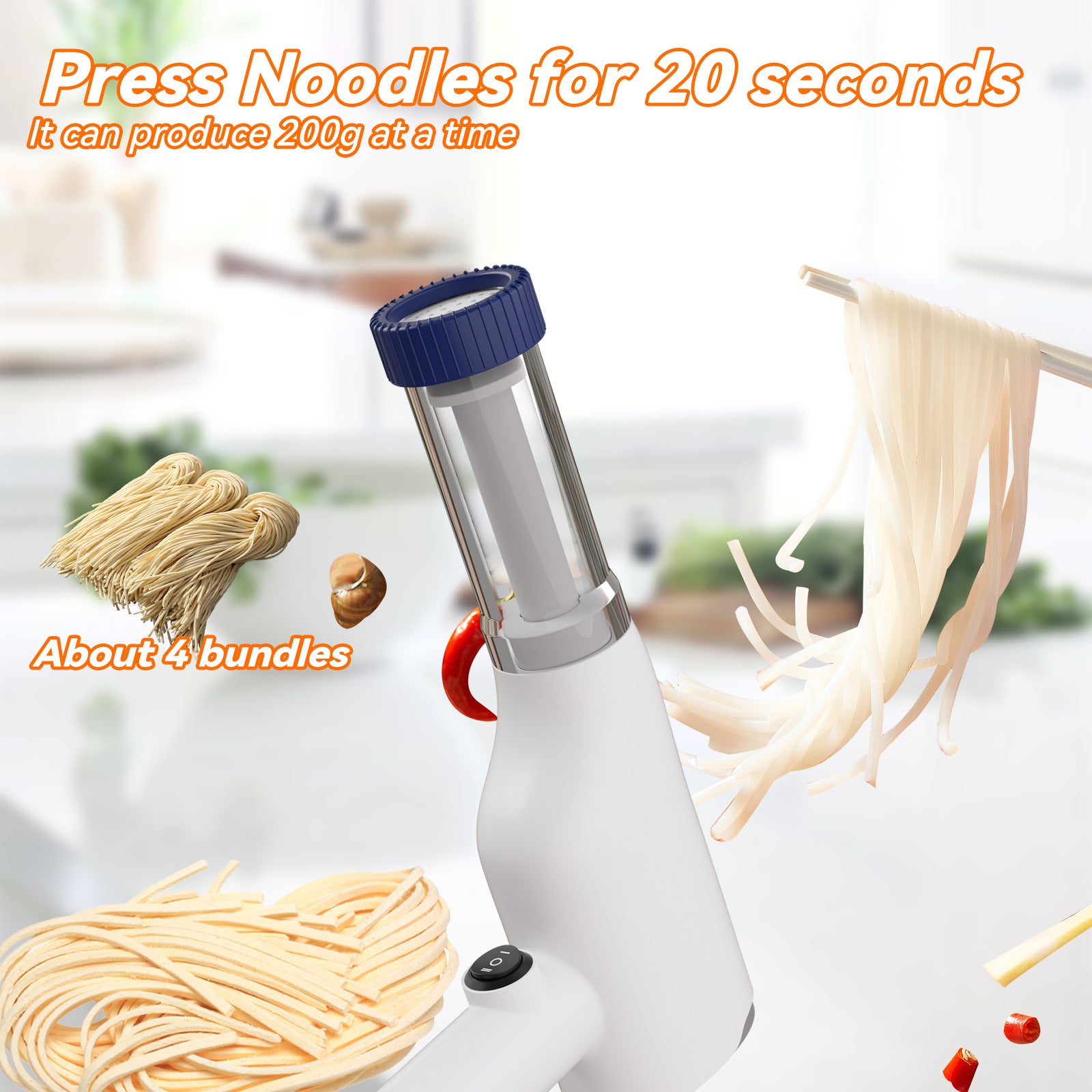 White Portable Rechargeable Noodle Maker - Multiple Shaping Discs 5