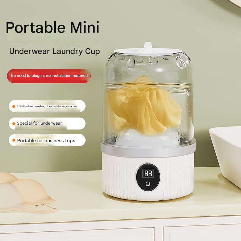 White Travel-Friendly Mini Washing Machine - USB Powered, Automatic, for Small Loads 3