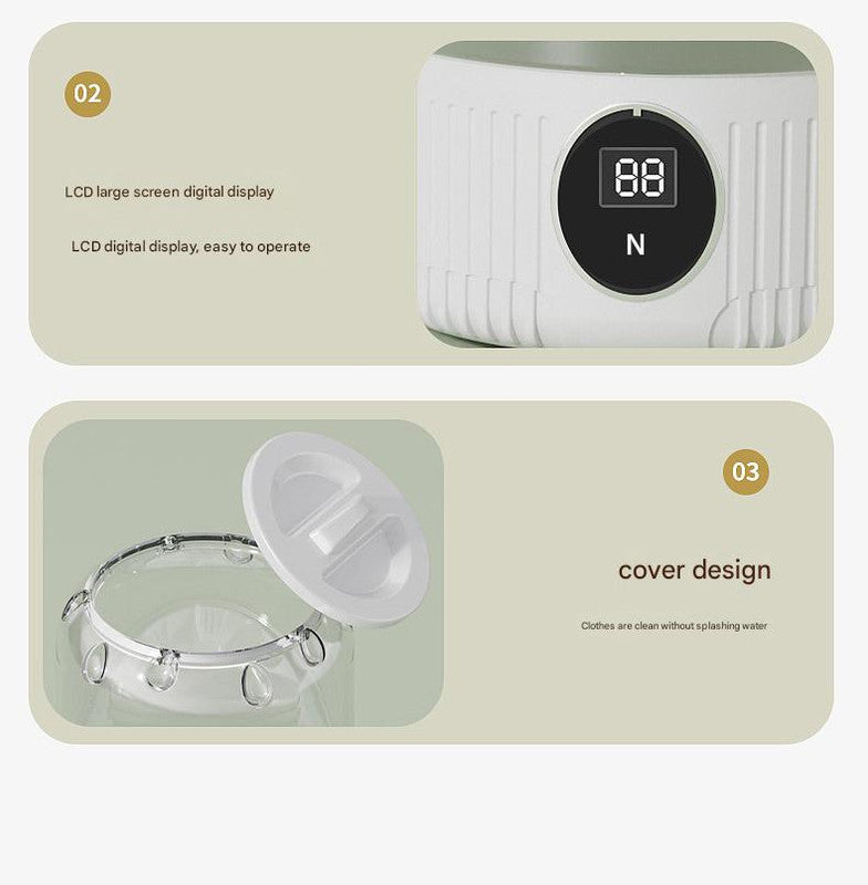 White Travel-Friendly Mini Washing Machine - USB Powered, Automatic, for Small Loads 5