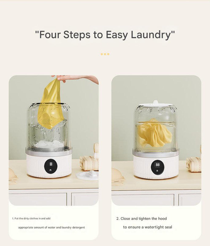 White Travel-Friendly Mini Washing Machine - USB Powered, Automatic, for Small Loads 6