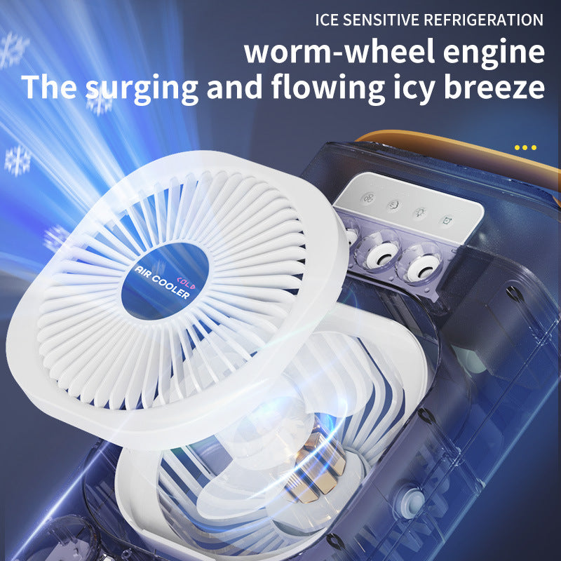 White 3-in-1 Portable Air Cooler Fan - Desktop Humidifier & LED Light, Nano Mist 3