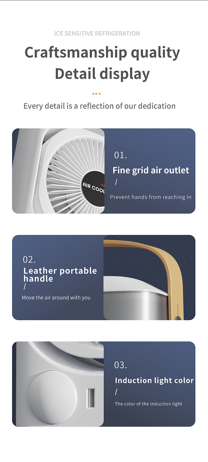 Black 3-in-1 Portable Air Cooler Fan - Desktop Humidifier & LED Light, Nano Mist 6