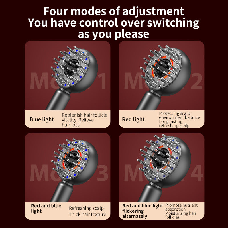 White Advanced Scalp Therapy Comb: Red/Blue Light, EMS & Serum Applicator 3