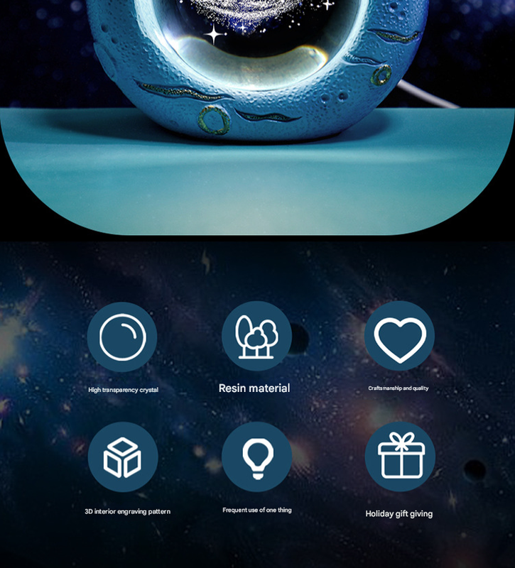 Celestial Ring LED Crystal Ball Lamp - 3D Engraving, Unique Gift (Christmas Snowman)