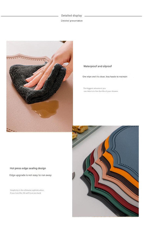 4 pcs Decorative Faux Leather Placemats - Unique Shape, Beautiful Packaging (Yellow)