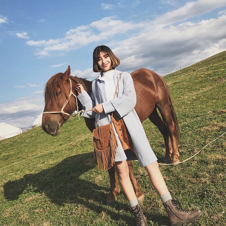 Brown Chic Bohemian Fringe Crossbody Bag - Suede-Look PU Leather with Braided Detail & Adjustable Strap 10