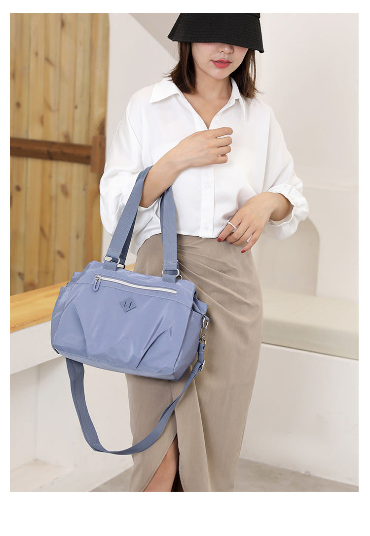 Black Versatile Water-Repellent Nylon Tote Bag - Lightweight Multi-Pocket Shoulder & Crossbody Handbag 3