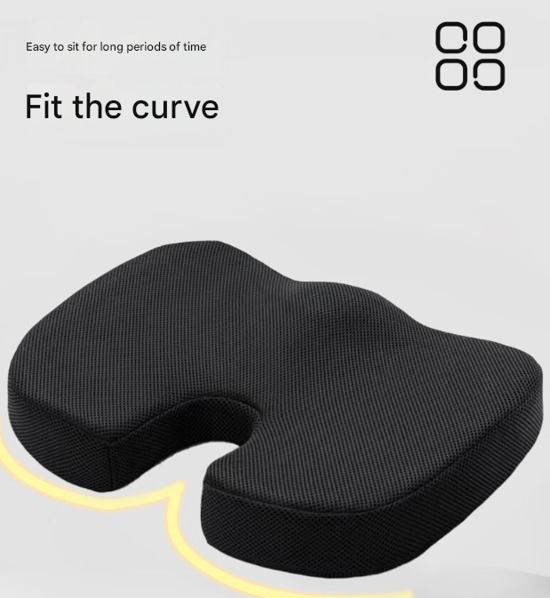 Black Ergonomic U-Shaped Memory Foam Seat Cushion - Coccyx Relief & Posture Support with Breathable Cover 5