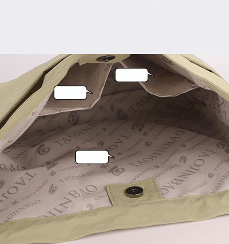 Black Chic Lightweight Nylon Drawstring Tote Bag - Multi-Pocket Casual Shoulder & Crossbody 3