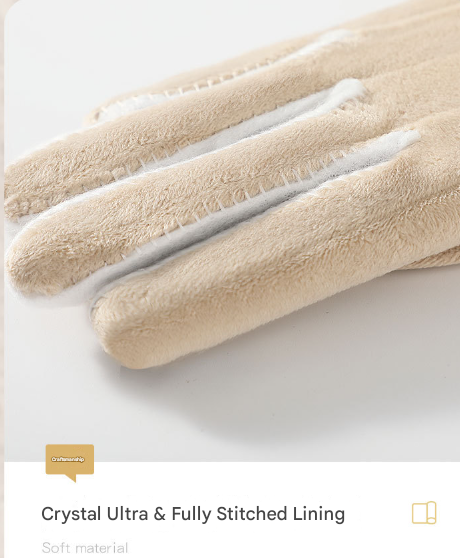 Beige Elegant Women's Wool Blend Winter Gloves - Cozy Fleece-Lined Touchscreen Warmth 7