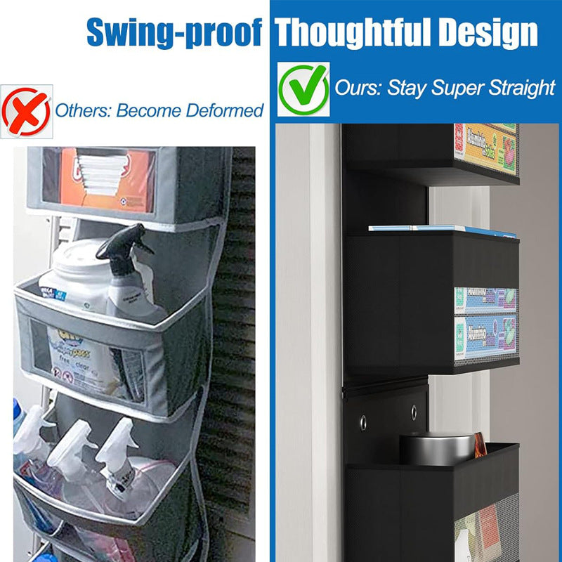 Black Heavy Duty 5-Tier Over-The-Door Hanging Organizer - Space-Saving Storage with Clear Windows & Mesh Pockets 4