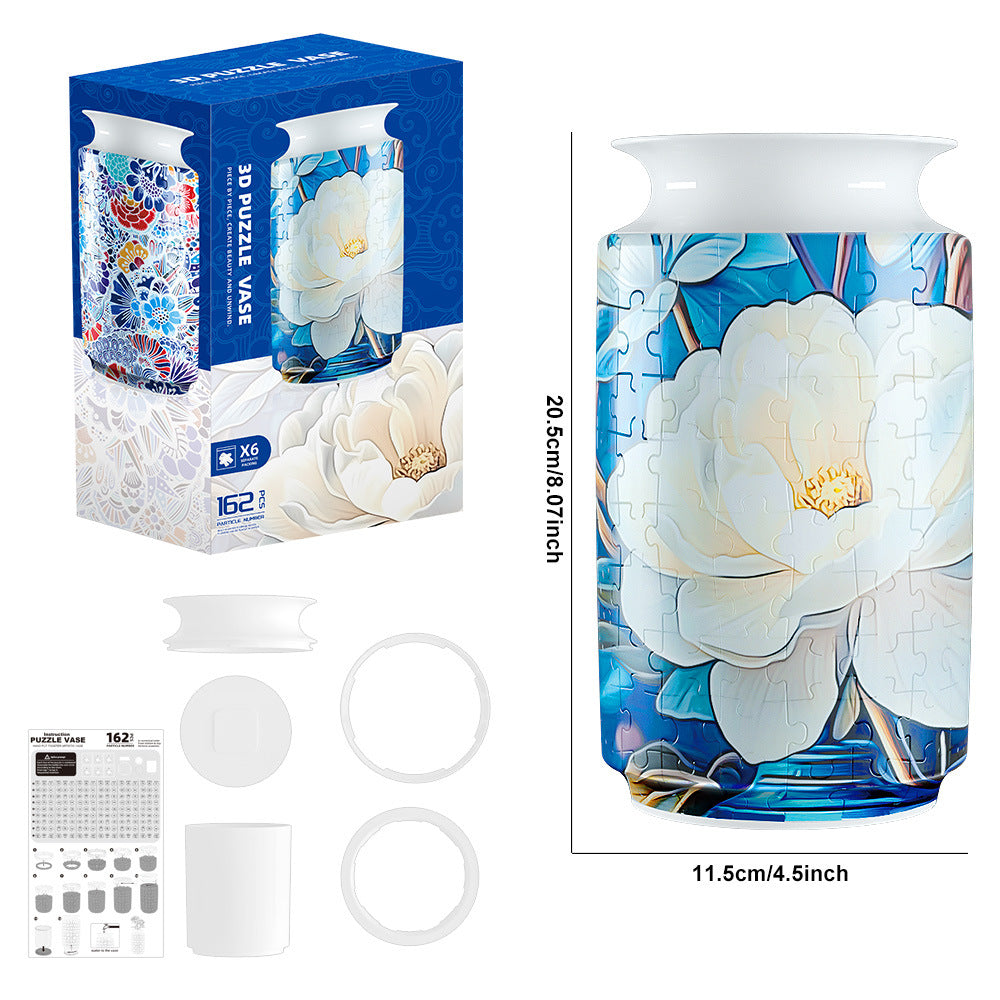Colorful Style 2 DIY 3D Puzzle Vase - Creative Jigsaw Flower Holder with Waterproof Liner - Decorative Home Accent & Unique Gift 5