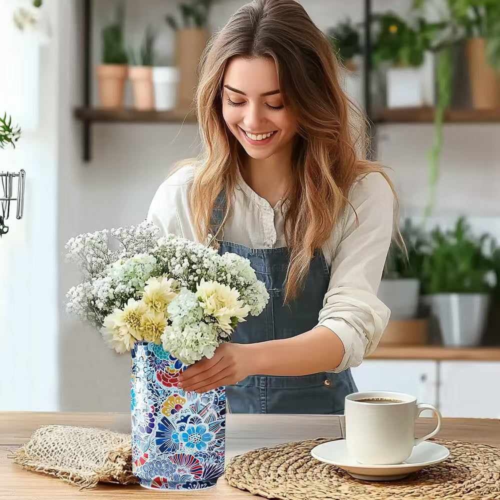 Colorful Style 4 DIY 3D Puzzle Vase - Creative Jigsaw Flower Holder with Waterproof Liner - Decorative Home Accent & Unique Gift 4