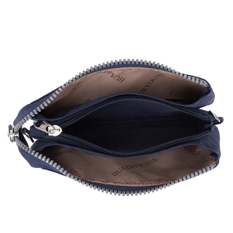 Dark Blue Versatile Womens Nylon Water-Repellent Crossbody Shoulder Bag Set with Matching Clutch Pouch - Lightweight & Multi-Pocket 8