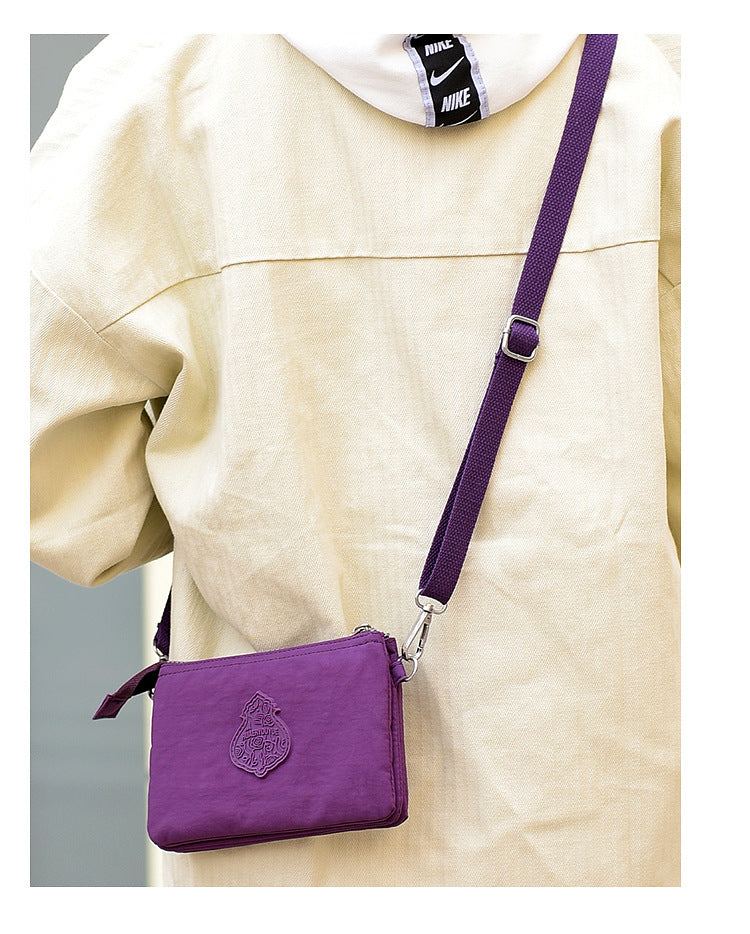 Purple Versatile Womens Nylon Water-Repellent Crossbody Shoulder Bag Set with Matching Clutch Pouch - Lightweight & Multi-Pocket 9