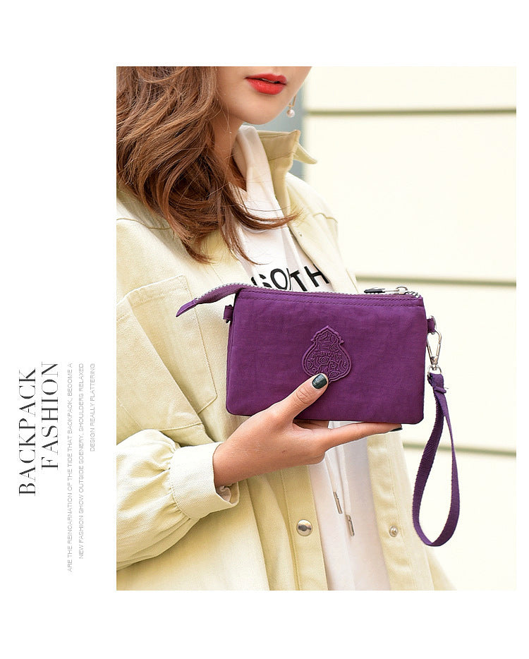 Purple Versatile Womens Nylon Water-Repellent Crossbody Shoulder Bag Set with Matching Clutch Pouch - Lightweight & Multi-Pocket 10