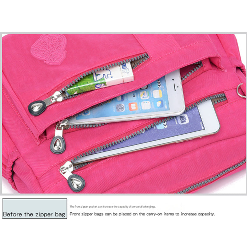 Blue Versatile Womens Nylon Water-Repellent Crossbody Shoulder Bag Set with Matching Clutch Pouch - Lightweight & Multi-Pocket 5