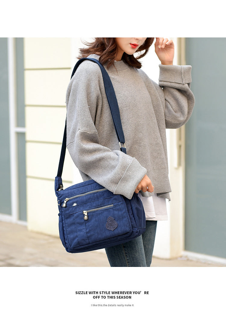 Blue Versatile Womens Nylon Water-Repellent Crossbody Shoulder Bag Set with Matching Clutch Pouch - Lightweight & Multi-Pocket 10