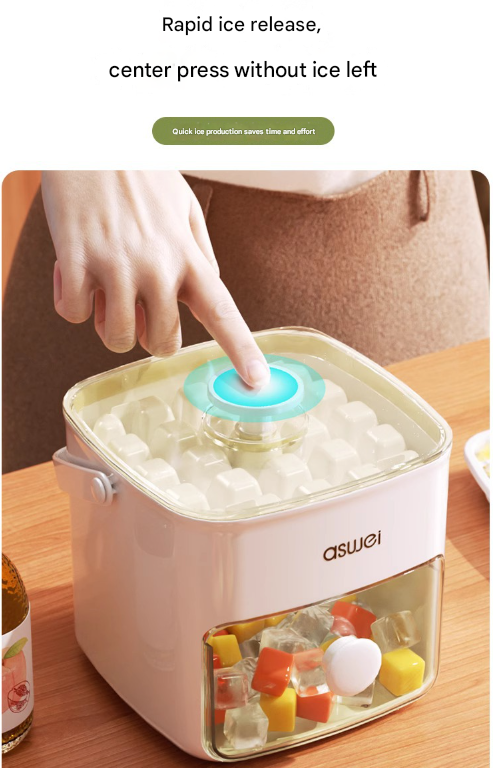 White Innovative Press-Release Ice Cube Maker - Dual Layer Trays & Storage Bin (48 Cubes) 3
