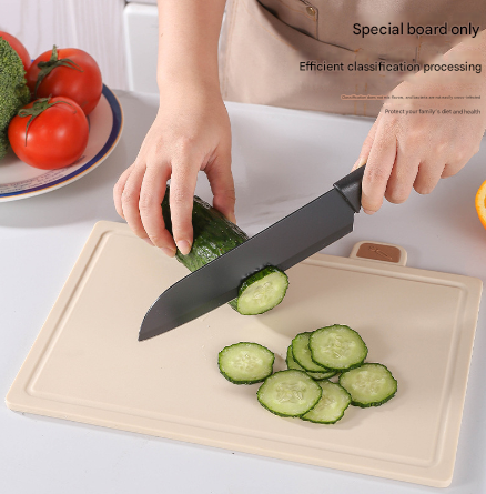 Beige 4-Piece Index Cutting Board Set with Ventilated Storage Stand - Food-Safe PP Kitchen Chopping Boards 6