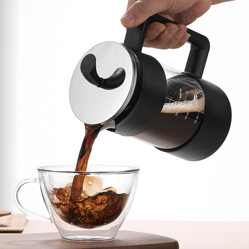 Black Classic 1000ml French Press Coffee & Tea Maker - Heat Resistant Borosilicate Glass, Stainless Steel Filter 3