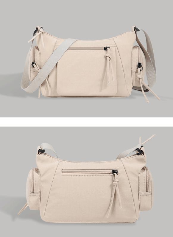 Beige Chic Lightweight Multi-Pocket Oxford Crossbody Bag - Waterproof Retro Shoulder Bag for Women 5