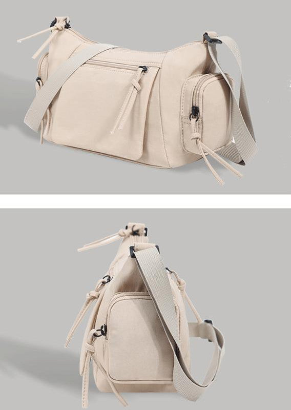 Beige Chic Lightweight Multi-Pocket Oxford Crossbody Bag - Waterproof Retro Shoulder Bag for Women 6