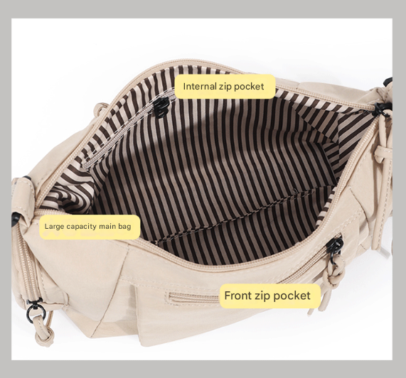 Pink Chic Lightweight Multi-Pocket Oxford Crossbody Bag - Waterproof Retro Shoulder Bag for Women 3