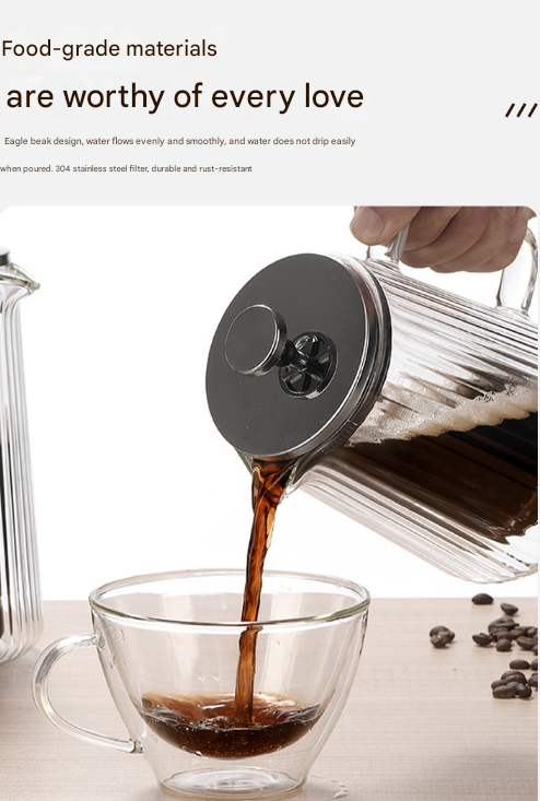 Transparent Elegant Ribbed Double Wall Glass French Press - 650ml Heat Resistant Coffee and Tea Maker with Stainless Steel Filter 6