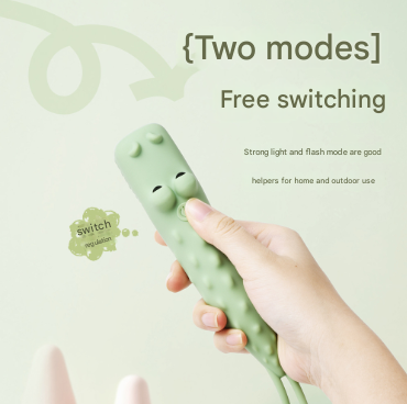 Green Adorable Crocodile Silicone LED Flashlight for Kids - USB Rechargeable, Dimmable Brightness, Portable Night Light 4