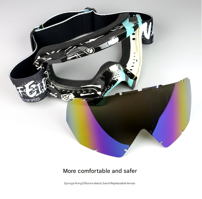 Cyan Frame and Transparent Sheet Versatile Sports Goggles - Windproof UV Protection for Skiing, Motorcycle, Cycling & Outdoor Adventures 4