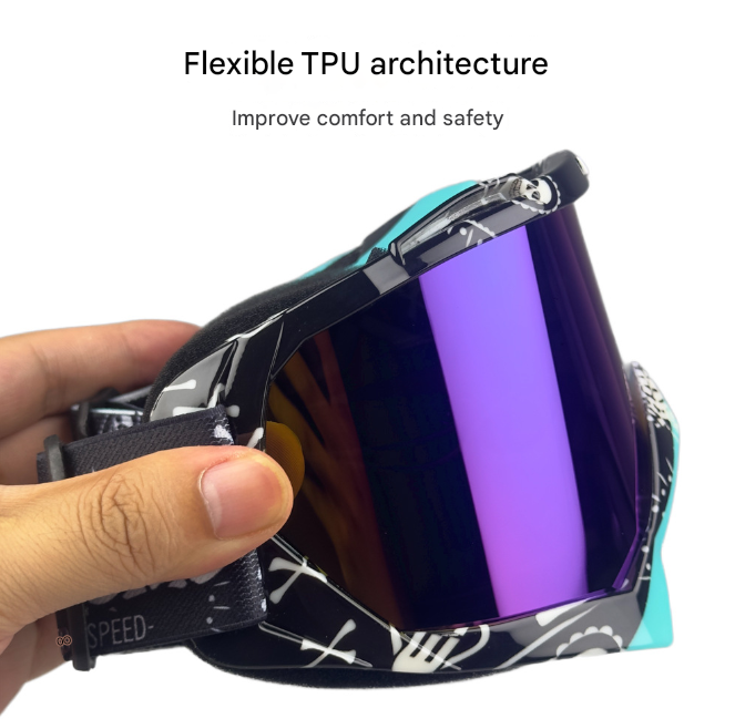 Cyan Frame and Grey Sheet Versatile Sports Goggles - Windproof UV Protection for Skiing, Motorcycle, Cycling & Outdoor Adventures 3