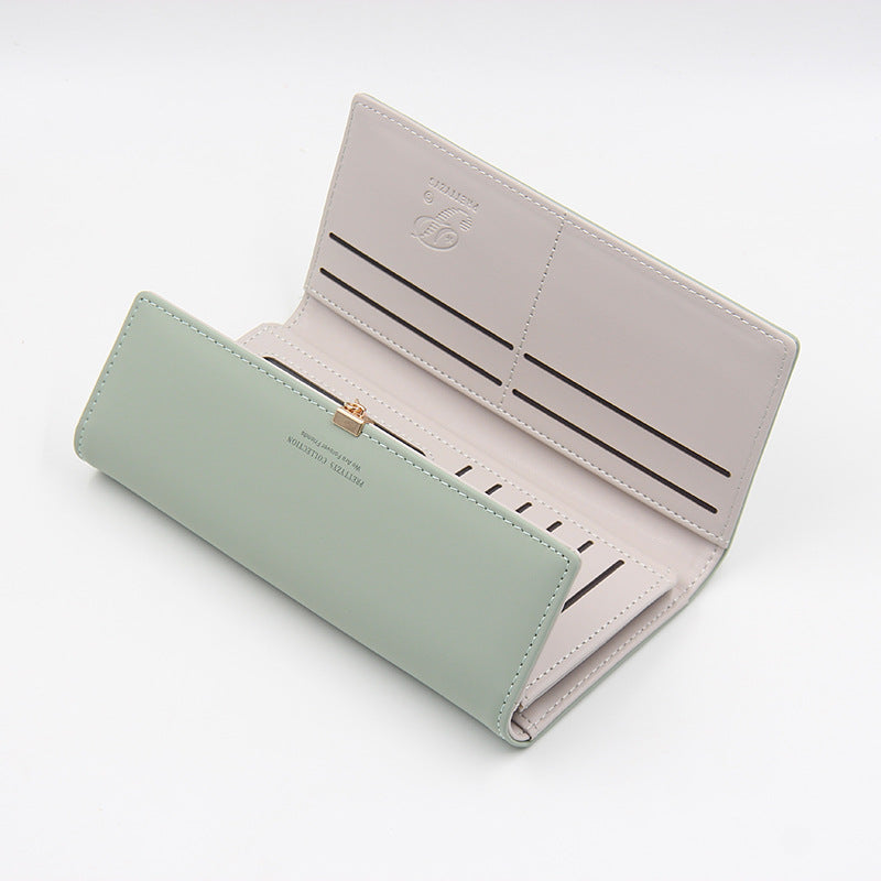 Green Elegant Ladies Long PU Leather Wallet - Slim Clutch with Leaf Charm, Multi-Card Holder & Organizer 5