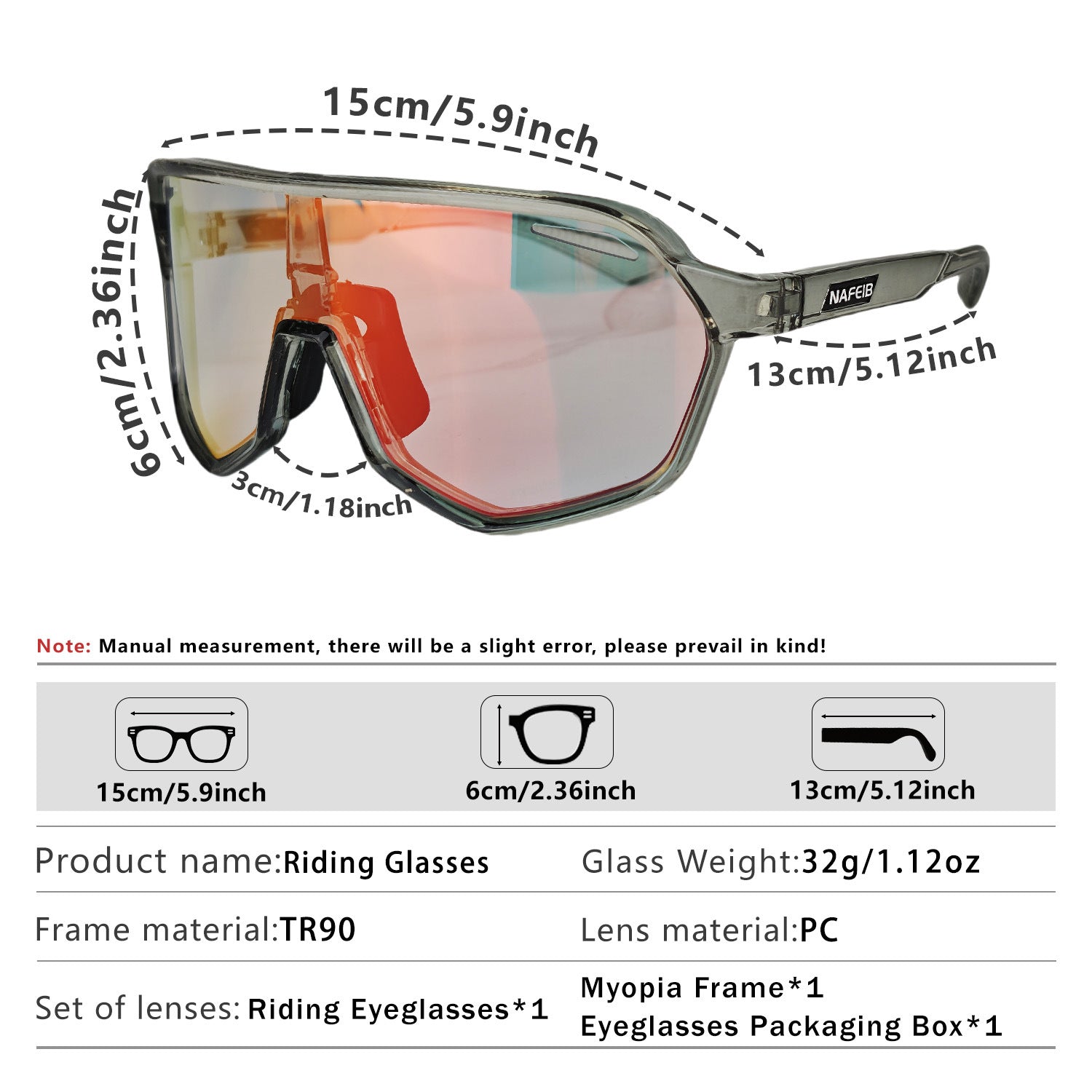 Black frame and photochromic silver lenses Photochromic Cycling Sunglasses - Lightweight TR90 Frame, HD Vision for Road Biking & Running 4