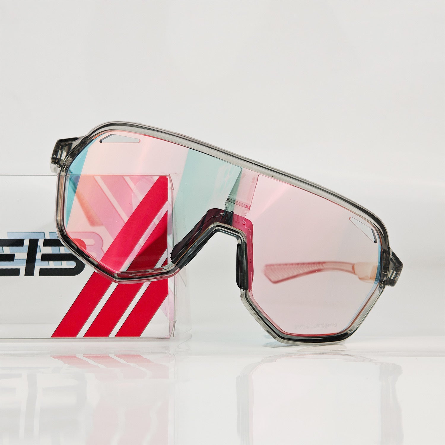 Grey frame and photochromic Grey lenses Photochromic Cycling Sunglasses - Lightweight TR90 Frame, HD Vision for Road Biking & Running 7