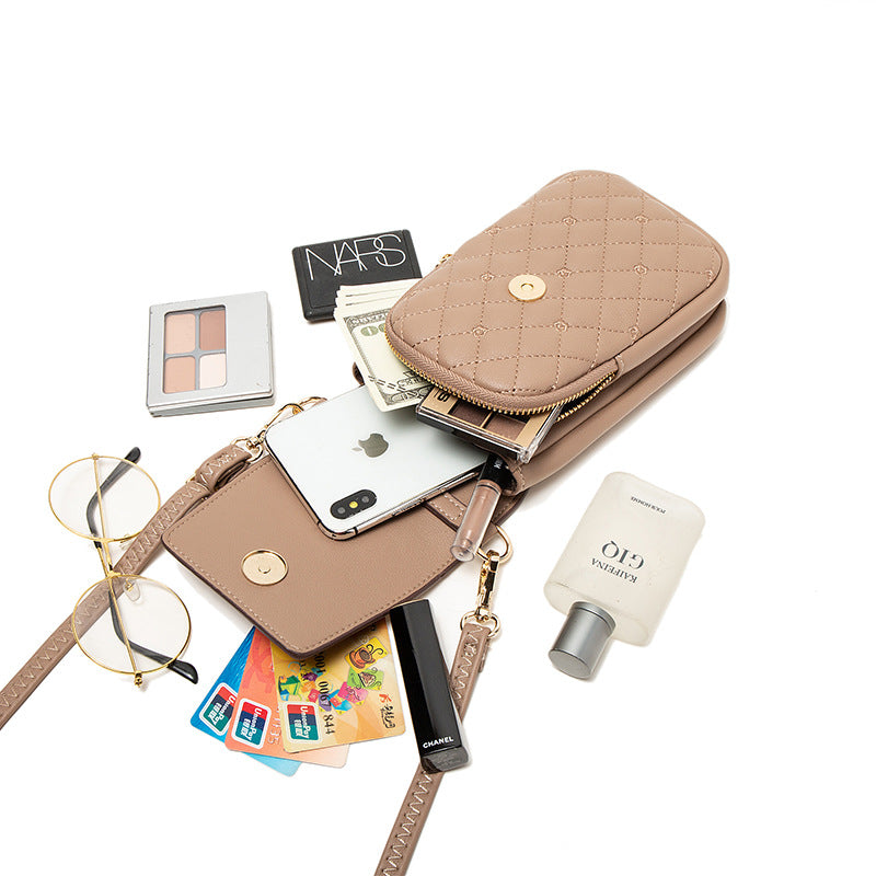 Yellow Chic Quilted Crossbody Phone Bag - PU Leather Mini Purse with Floral Stitching & Adjustable Strap 3