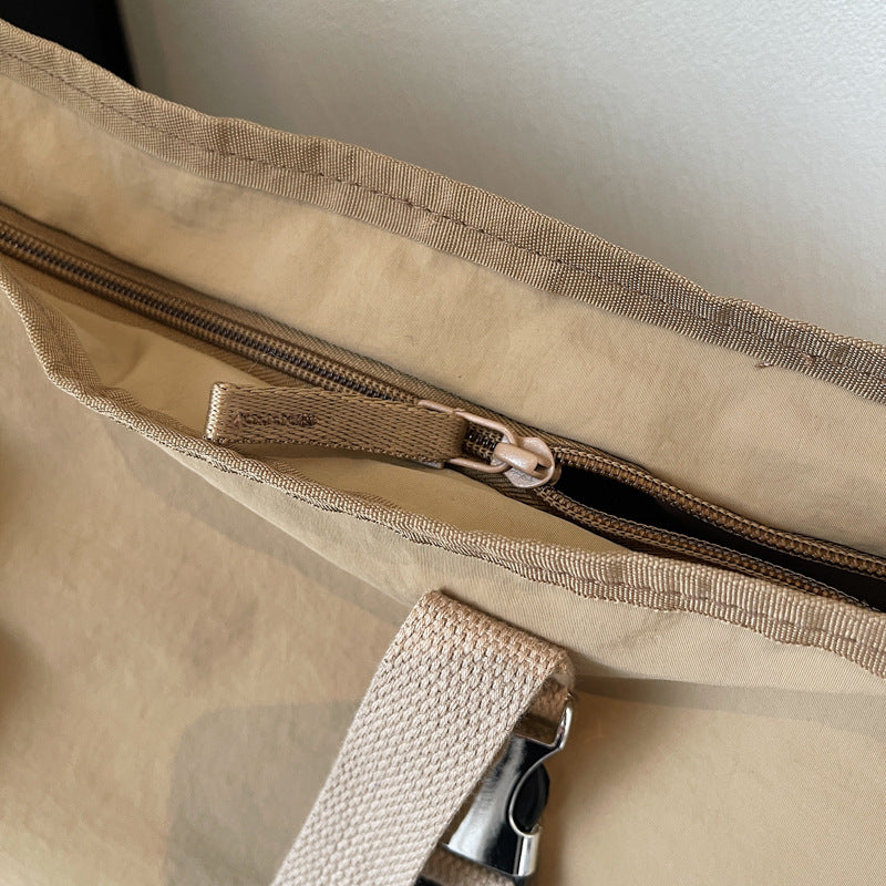 Beige Women's Large Capacity Nylon Tote Bag - Stylish Casual Shoulder with Detachable Pouch 7
