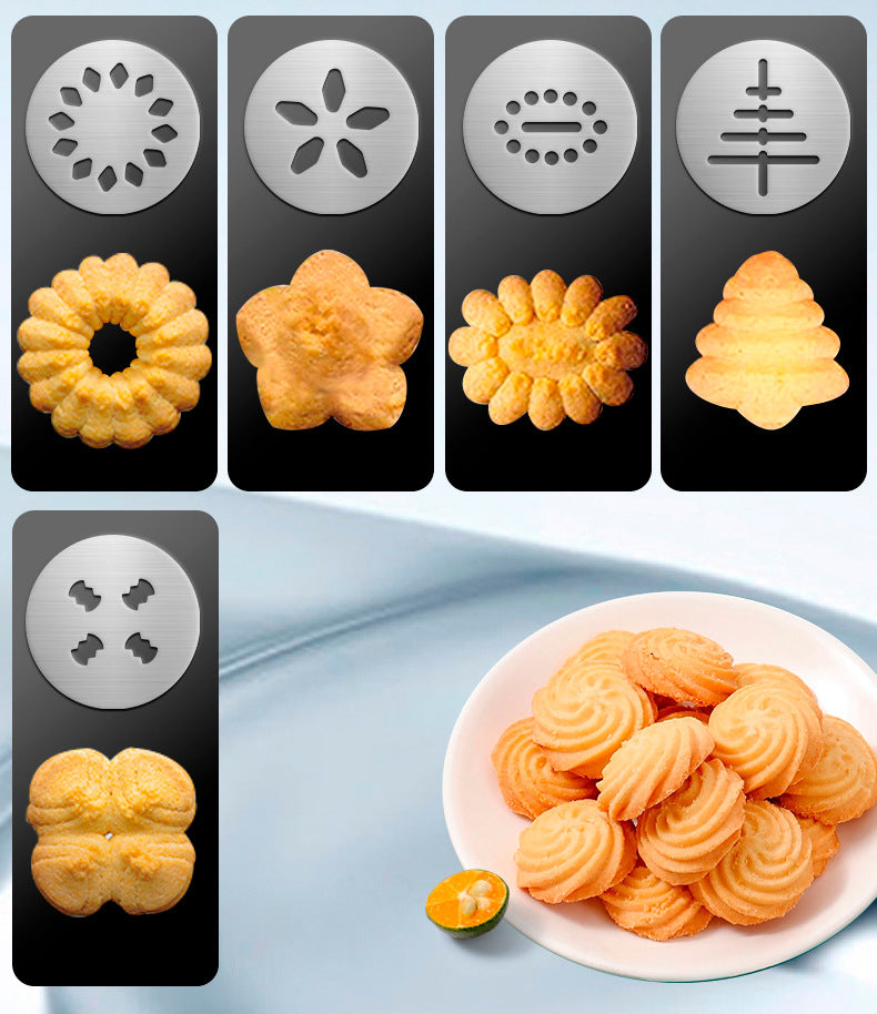 Silver and Black Stainless Steel Cookie Press Gun Kit - Biscuit Maker & Icing Decorating Set with 13 Discs & 8 Nozzles 7