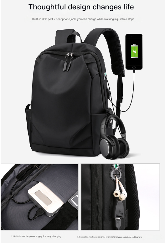 Blue Modern Anti-Theft Laptop Backpack with USB Charging Port - Water-Repellent Travel & Business Bag for 15.6 Inch Laptops 6