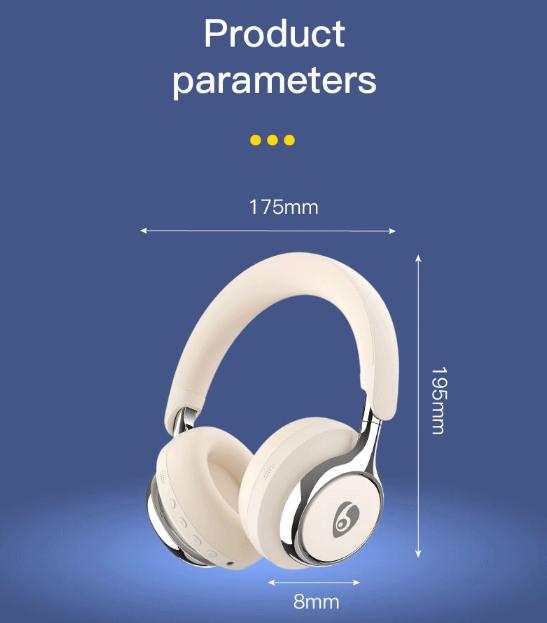 Beige Premium Wireless ANC Headphones - Bluetooth 5.4, 32H Playtime, Foldable Over-Ear Design, Comfort Earpads for Travel & Gaming 7