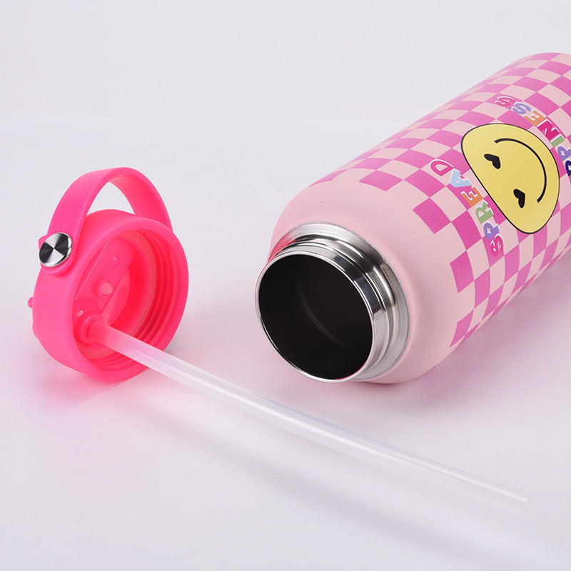 Style 11G Colorful Plaid Vibrant Fun Print 1L Stainless Steel Insulated Water Bottle - 32oz Large Capacity with Straw Lid & Carry Handle - BPA-Free 5