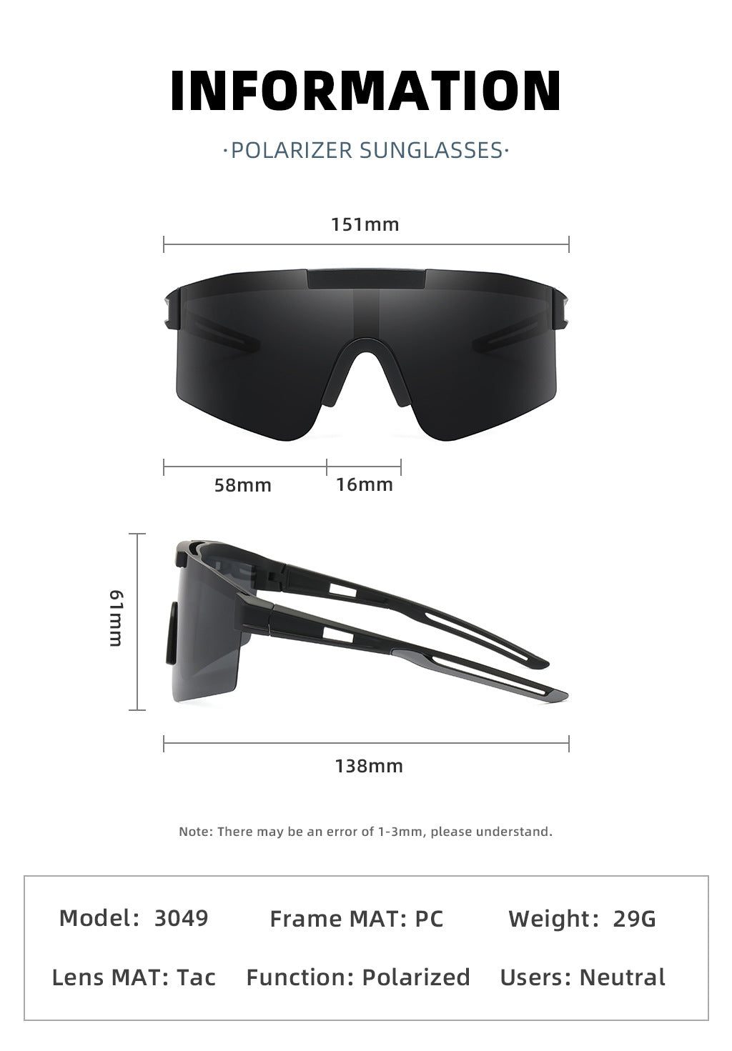 Orange Lenses With Black Temples Ultra-Light Polarized Sports Sunglasses - Wraparound Shield Design for Cycling & Outdoor Performance 9