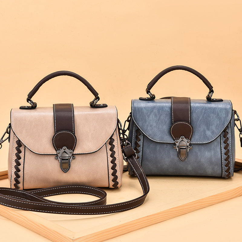 Black Elegant Women's PU Leather Top Handle Satchel - Versatile Crossbody Bag with Classic Clasp & Braided Detail 3