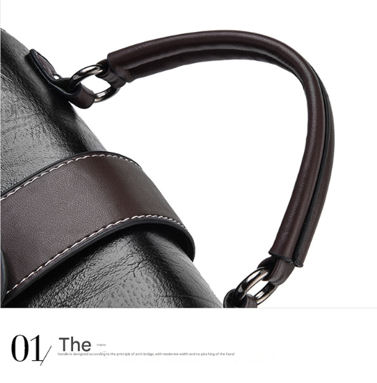 Black Elegant Women's PU Leather Top Handle Satchel - Versatile Crossbody Bag with Classic Clasp & Braided Detail 6